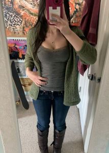 y2k/downtown Cozy Green Knit Cardigan