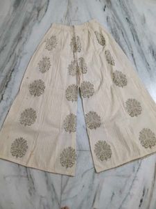 Cream Ethnic Palazzo Pants