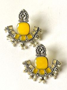 Silver Replica Monalisa Stone Earring Yellow