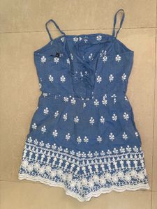 Blue Floral Romper Jumpsuit