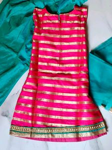 Vibrant Pink &amp; Teal Kurta Set with Dupatta