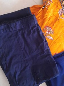 like New  Orange Kurta with Navy Blue Bottoms and