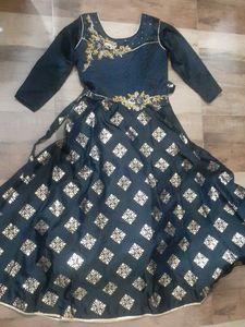 Elegant navy blue  Lehenga Choli with Gold Print