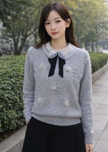 Elegant Grey Sweater with Bow(new)