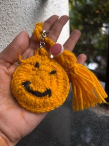 Crochet Smiley Face Keychain 😊