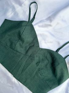 Green Plaid Crop Top