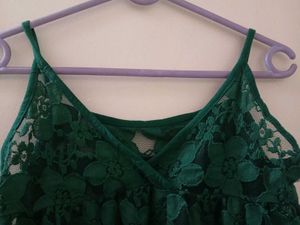 Green Floral Lace Cami Top