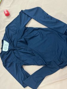 Navy Blue Tie-Front bodysuit
