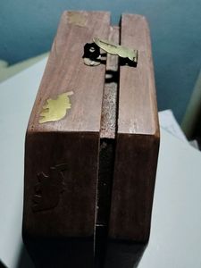 Wooden Jewellery Box Metal Engaving Art Free Gift