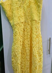 Stunning Yellow Lace Bodycon Dress