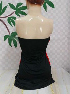(300)Red &amp; Black Strapless Top