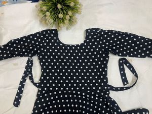 Black White Polka Dot A-Line Dress | Korean Style