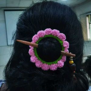 pack of 2 Handmade Crochet Flower Hair Stick