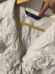 Zara White Lace Design Shirt