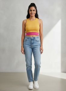 Yellow Ribbed Crop Top