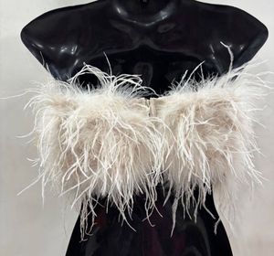 Feather Trim Tube Top