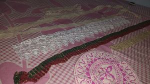 lace neck unstitched dress material patches combo