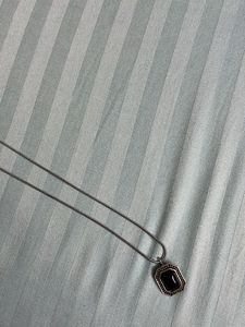 Elegant Silver Necklace with Black Pendant