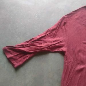 Maroon Asymmetrical Tunic Top
