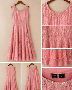Pink Lace Ethnic Gown with Dupatta