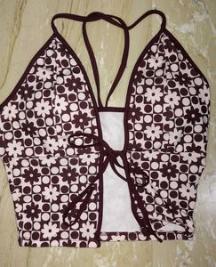Y2k BNWT Floral Halter Padded Crop Top
