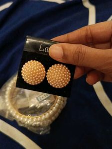Elegant Pearl Bangles and Earrings Set