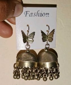 Oxidized Silver Jhumka Earrings