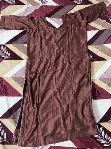 Elegant Chocolate Brown Silk-Blend Suit Set | Intr