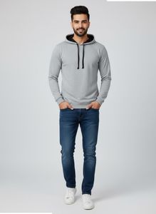 Grey Hooded Long Sleeve Top