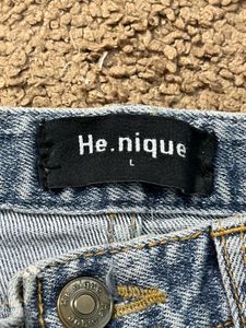 Denim Skirt with Pleated Hem