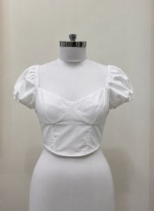 Chic White Puff Sleeve Corset Top
