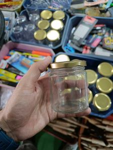 3 piece Glass Jar with Golden Lid
