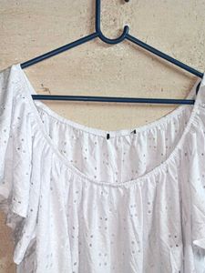 Oversized Broderie Anglaise Off-Shoulder Top