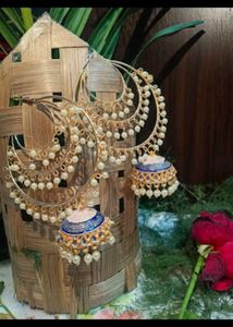 Long Chand Bali Jhumka Earrings