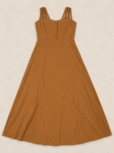 🤎Caramel Brown Strappy Maxi Dress