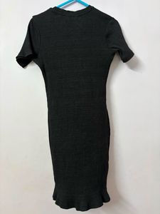 Ribbed Knit Dress with Side Stripes