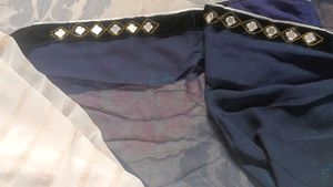 Elegant Cream and Navy Saree