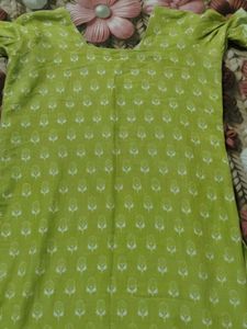 Lime Green Printed Kurta