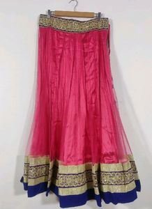 [Blue &amp; Pink Embroidered Lehenga Choli Set (Women)
