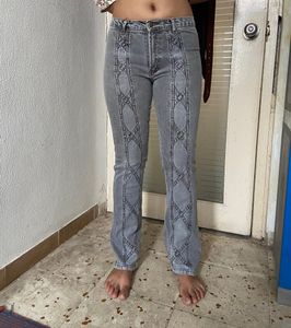 Y2K Vintage Mid Low Waist Straight Grey Pants