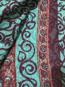 printed Teal Saree