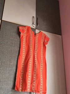 Orange Embroidered Kurta