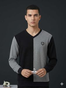 Stylish Color Block V-Neck Sweater