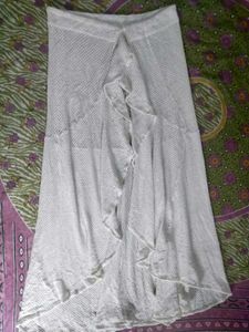 White Sheer Ruffled Maxi Skirt