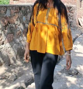 Yellow Top/short Kurti