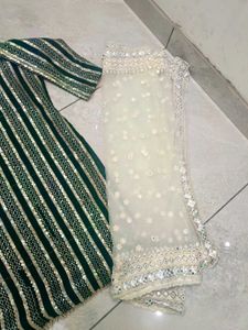 Green party wear Kurta Set with Dupatta