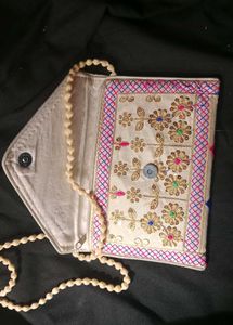 Embroidered Peacock Clutch Bag