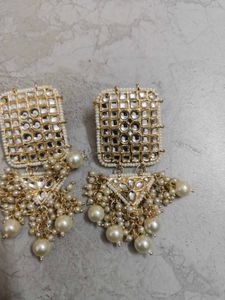 Elegant Kundan Pearl Dangle Earrings