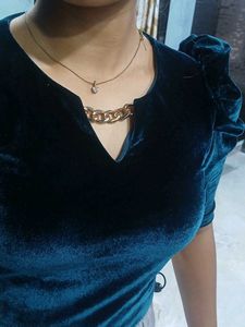 Velvet Top with Gold Chain Detail