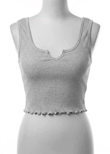 Grey Ribbed Crop Top
